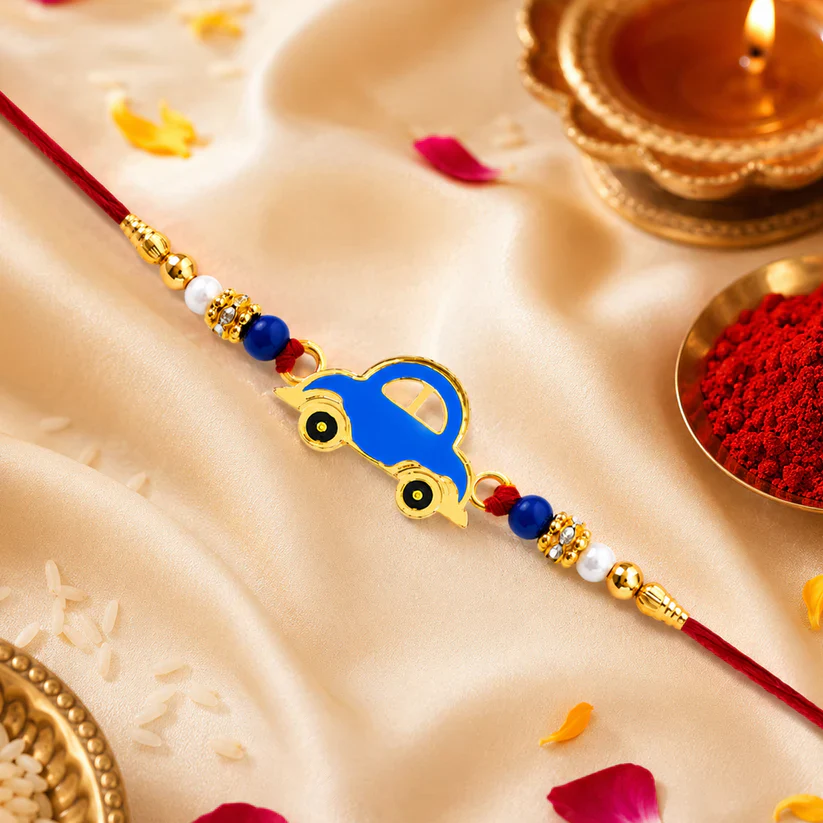 Blue Car Rakhi for Kids – Playful Design for Raksha Bandhan