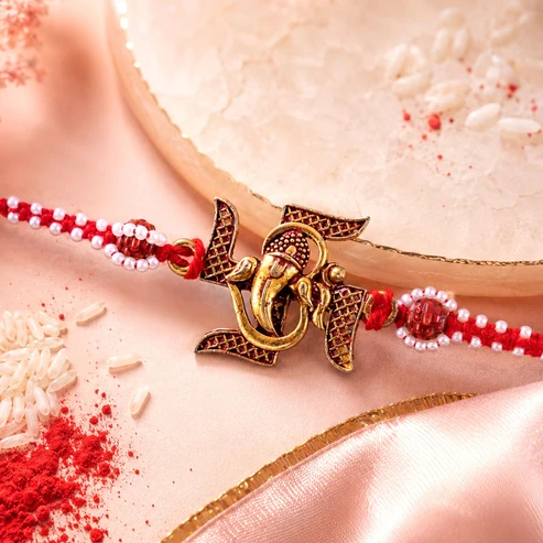 Lord Ganesha Square Traditional Rakhi for Brother
