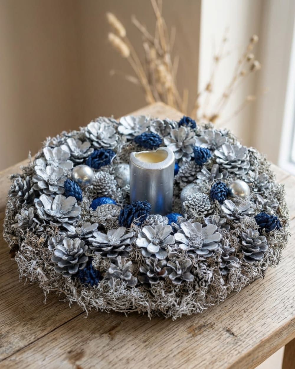 Silver Pinecone Wreath