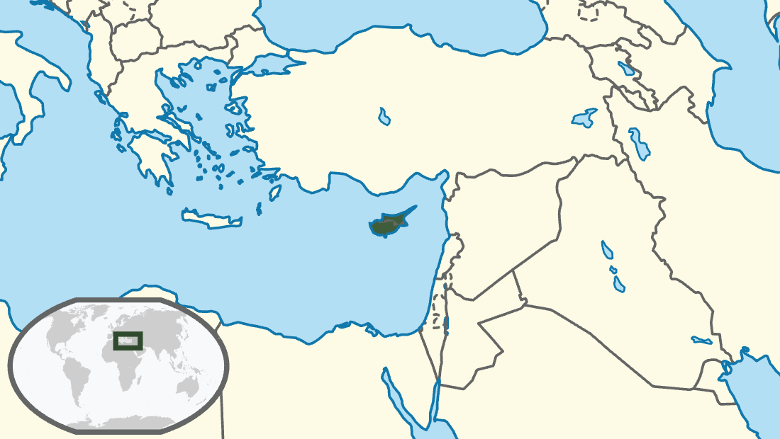 A map of Cyprus in the eastern Mediterranean