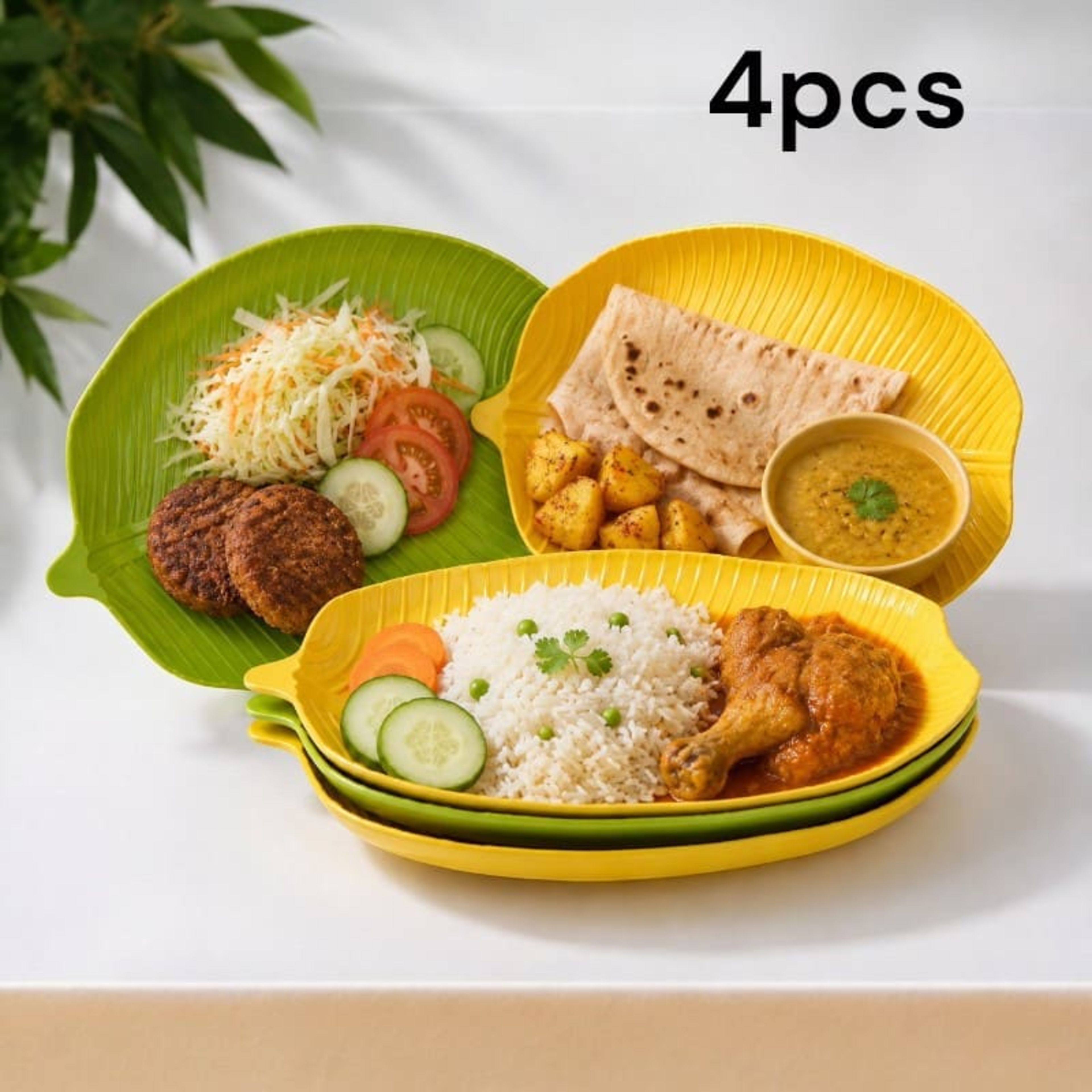 4PCS Leaf Shape Fruit Plate & Snack Tray | ShwapnoMart