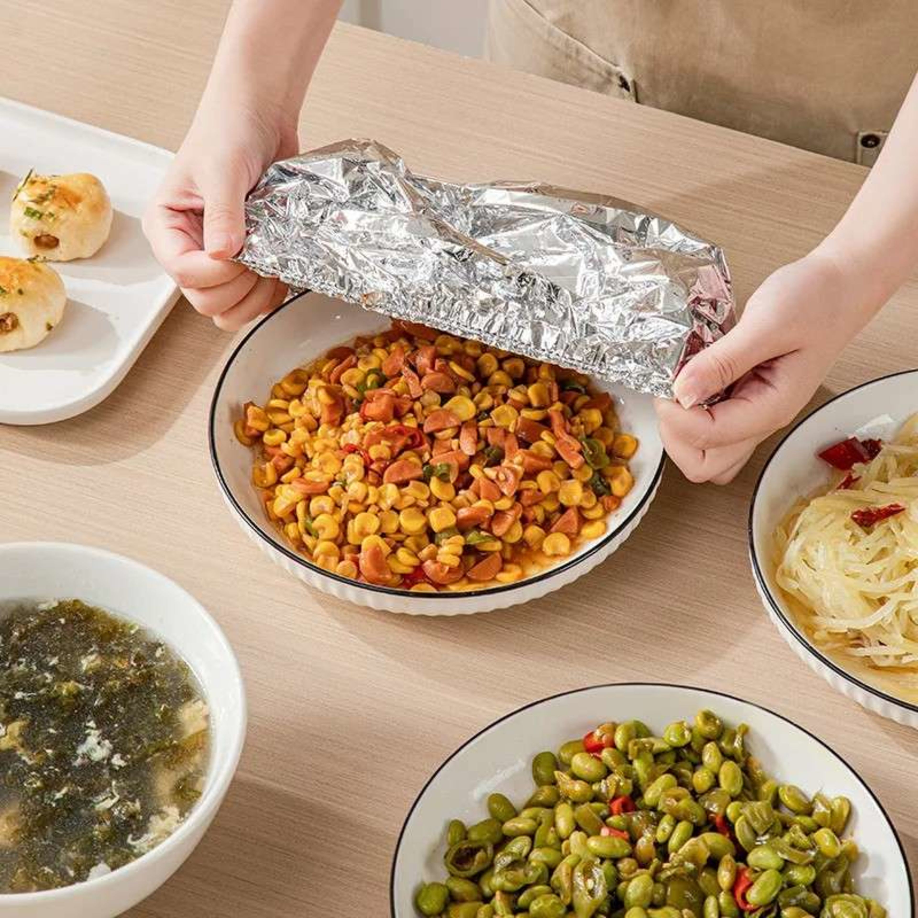 Aluminum Foil Food Bowl Covers 30PCS Reusable Elastic Fresh Keeping | ShwapnoMart - Image 2