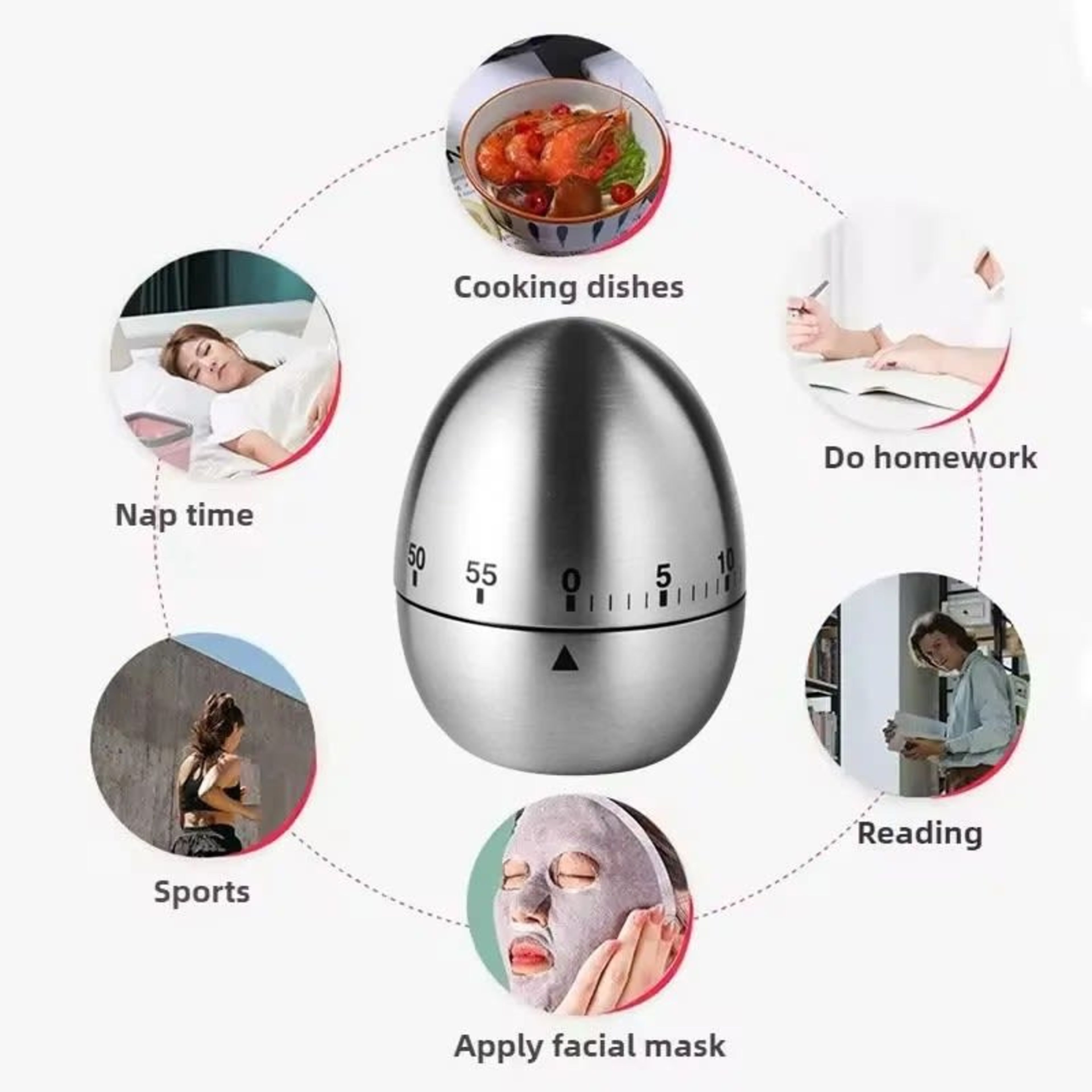Mechanical Countdown Timer 60 Minute Stainless Steel Kitchen Work Study | shwapnomart - Image 3