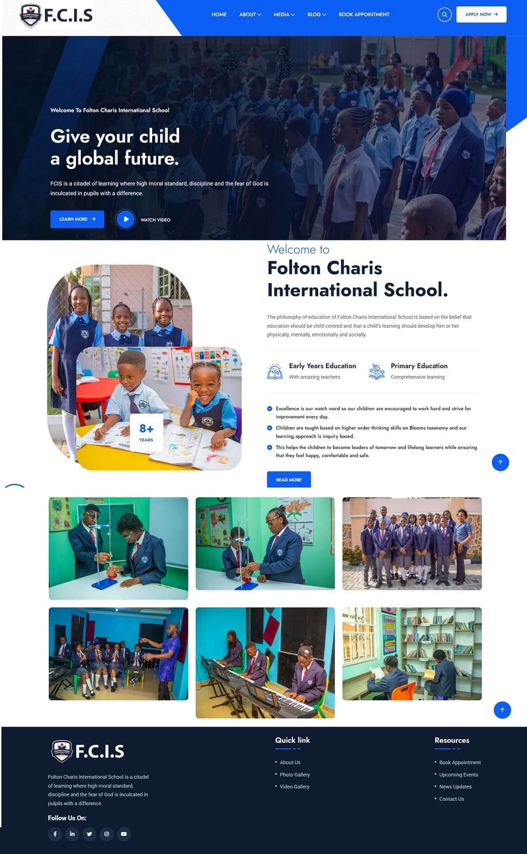 Folton Charis International School website screenshot