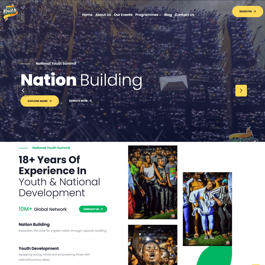National Youth Summit Africa website screenshot
