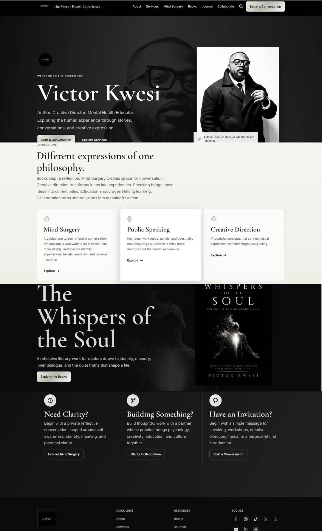 The Victor Kwesi Experience website screenshot