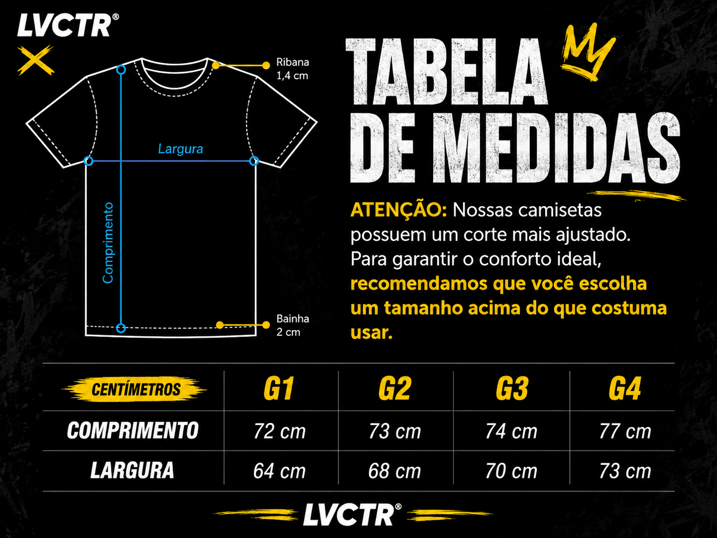 Tabela de medidas Plus Size LVCTR