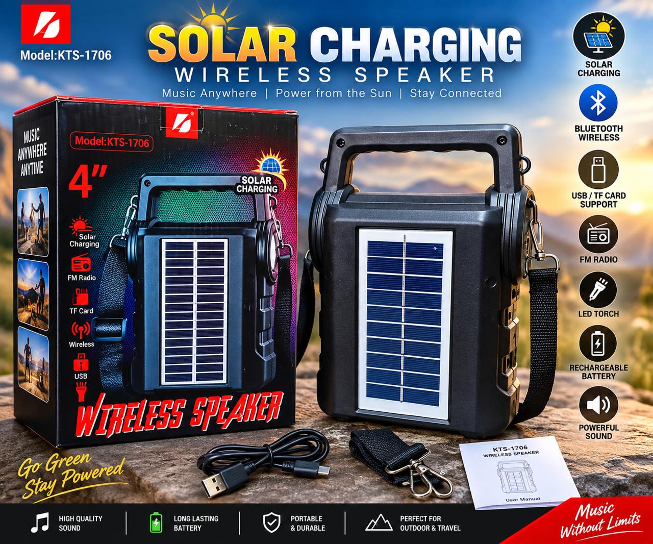 Wireless Speaker Solar Charging Model KTS-1706