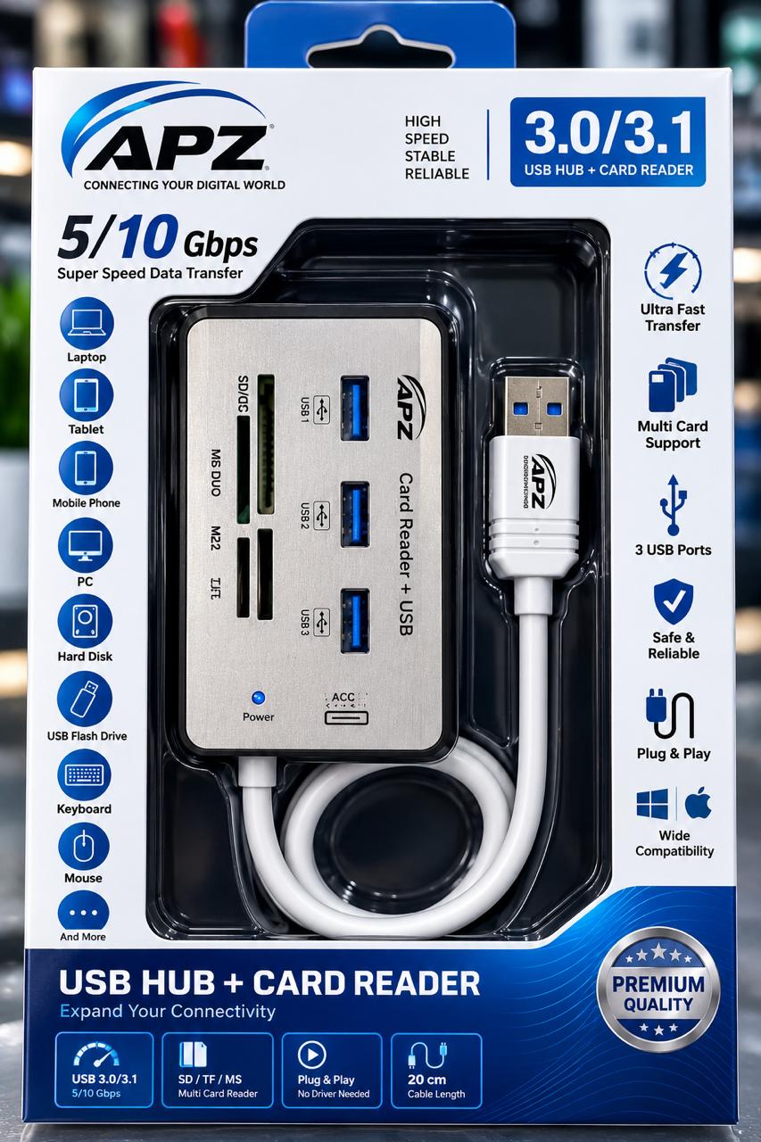 APZ USB 3.0 / 3.1 Hub + Multi-Card Reader