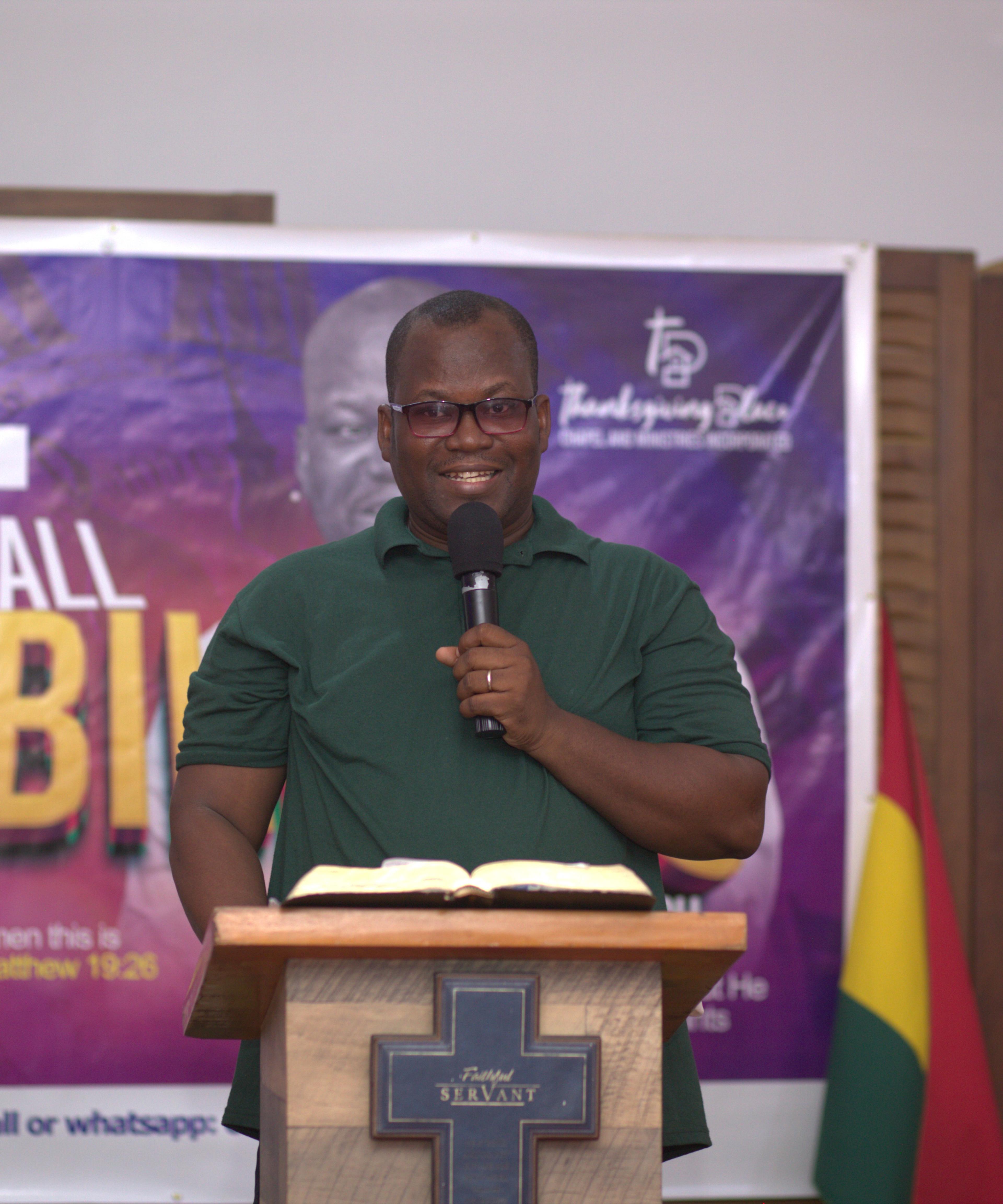 Senior Pastor welcoming the congregation