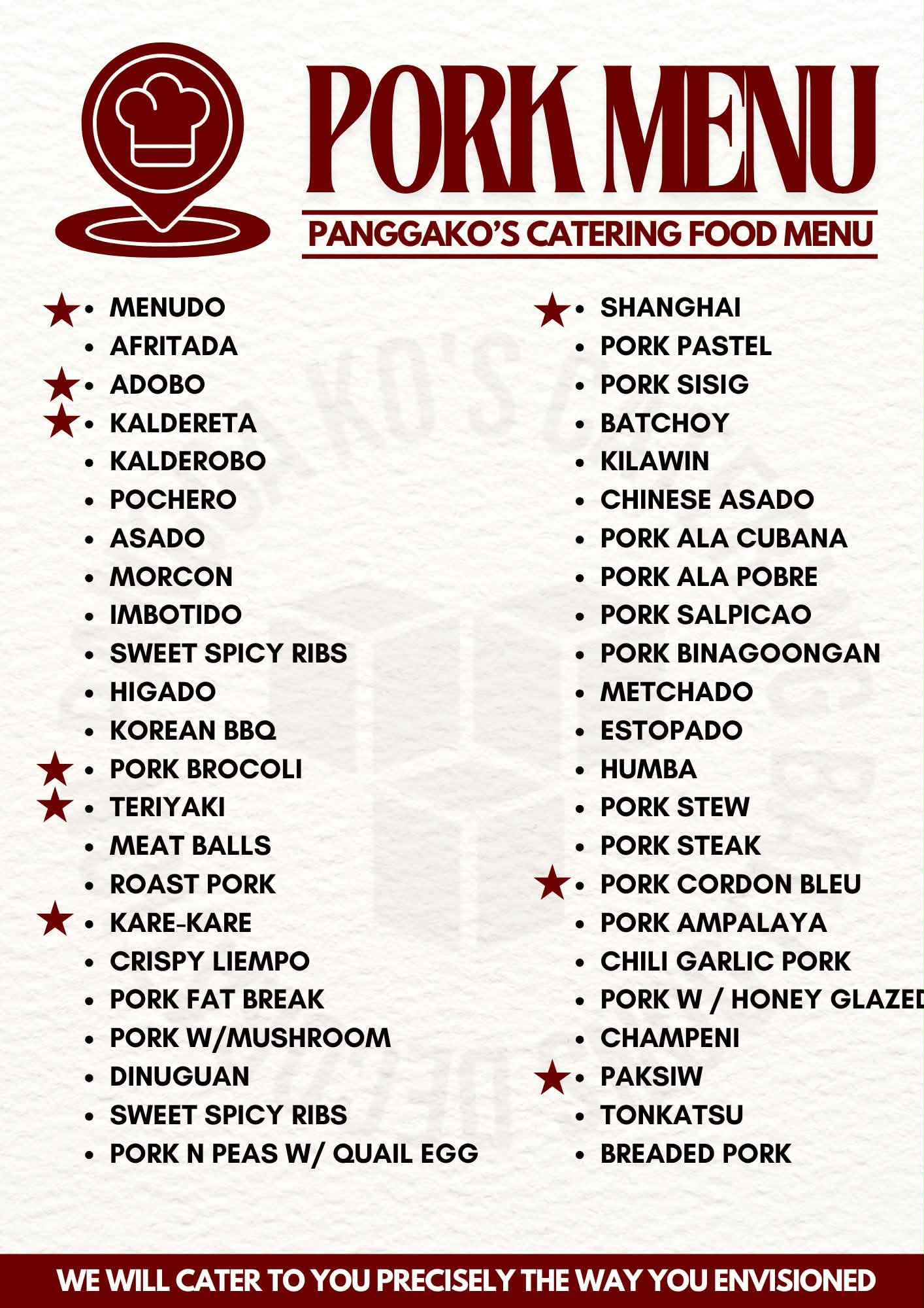 Panggako's Catering spread