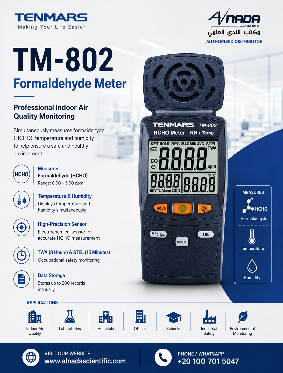 🌿 TENMARS TM-802 Formaldehyde Meter | HCHO Detector | Indoor Air Quality Monitoring