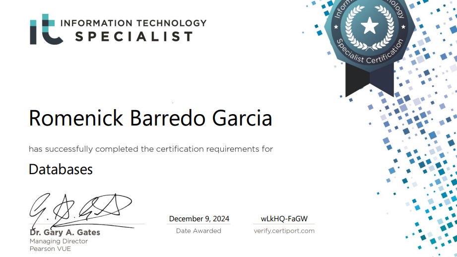Information Technology Specialist in Databases