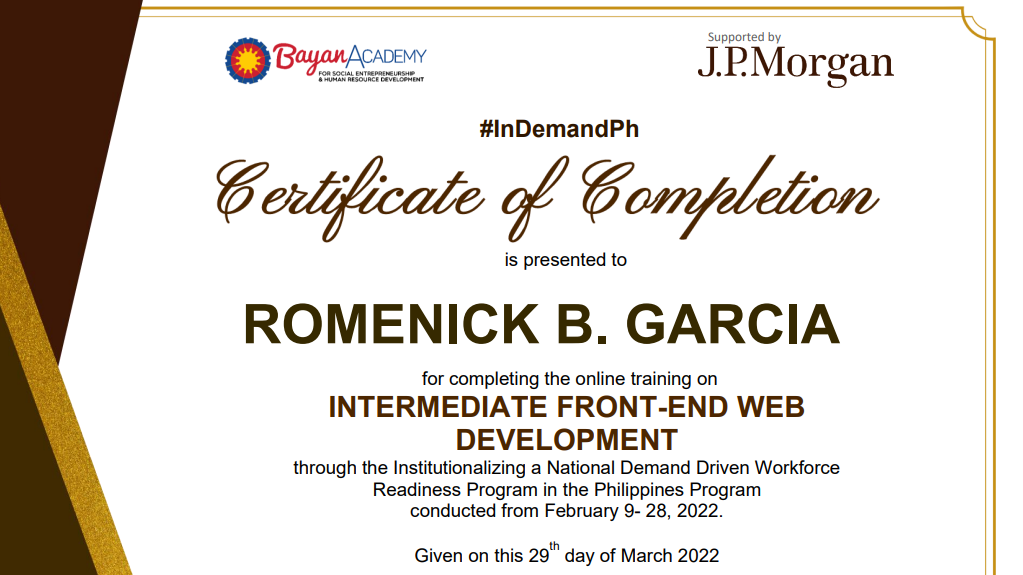 INTERMEDIATE FRONT-END WEB DEVELOPMENT