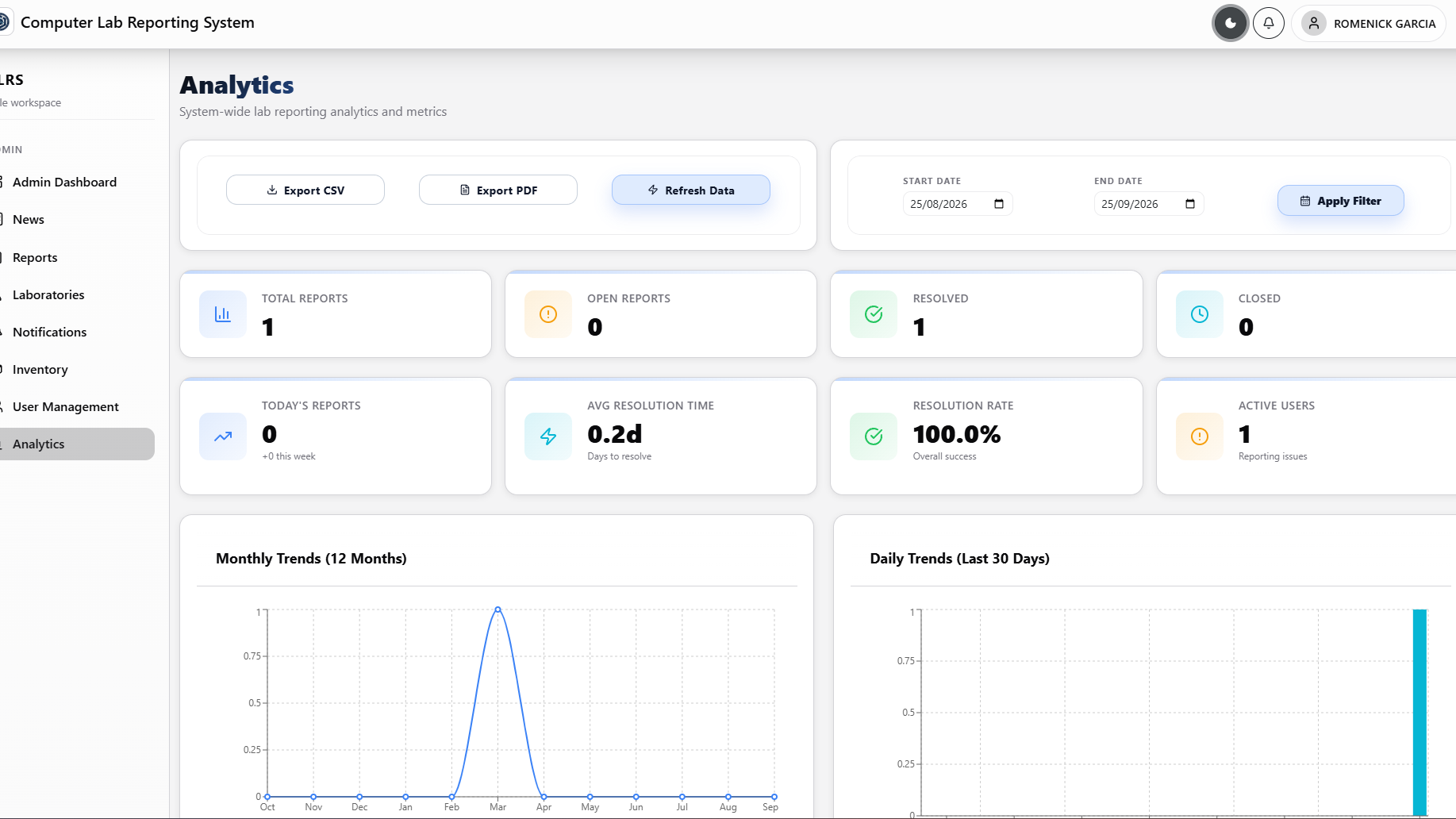 COMPUTER LAB REPORTING SYSTEM screenshot 2