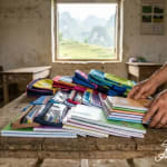 Cahiers et sacs d’école pour une école de montagne
