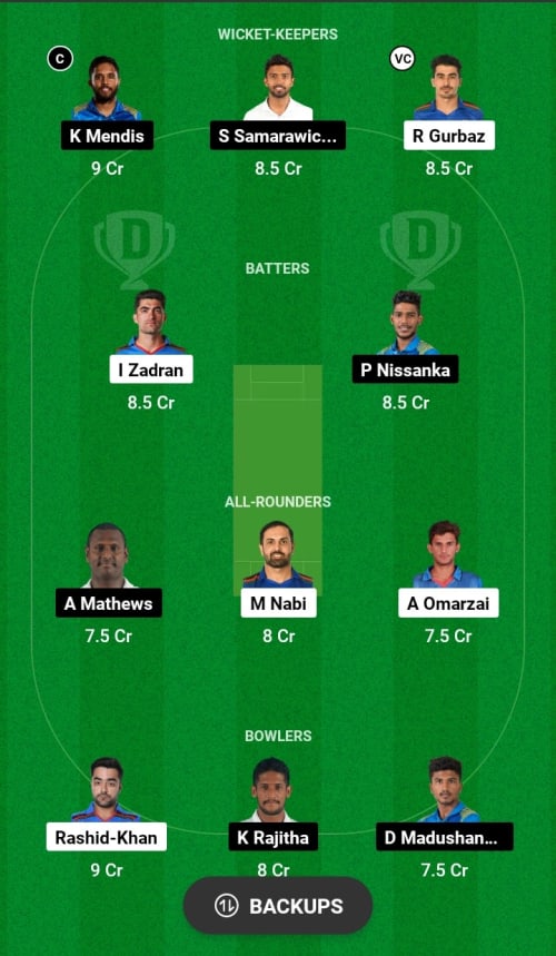 AFG vs SL Dream11 Prediction - OCB Team Prediction