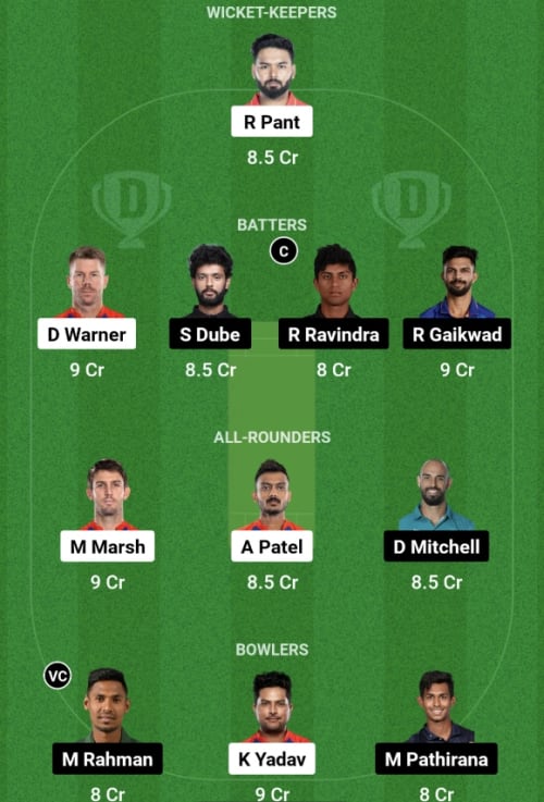 DC vs CSK Dream11 Prediction - OCB Team Prediction