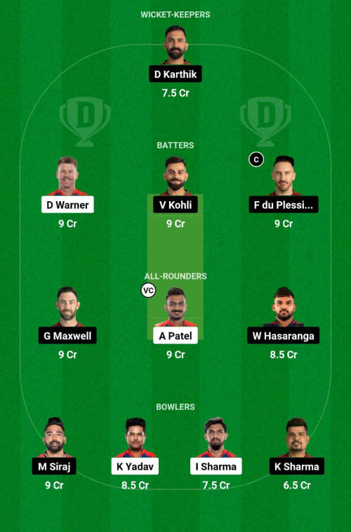 DC vs RCB Dream11 Prediction - OCB Team Prediction