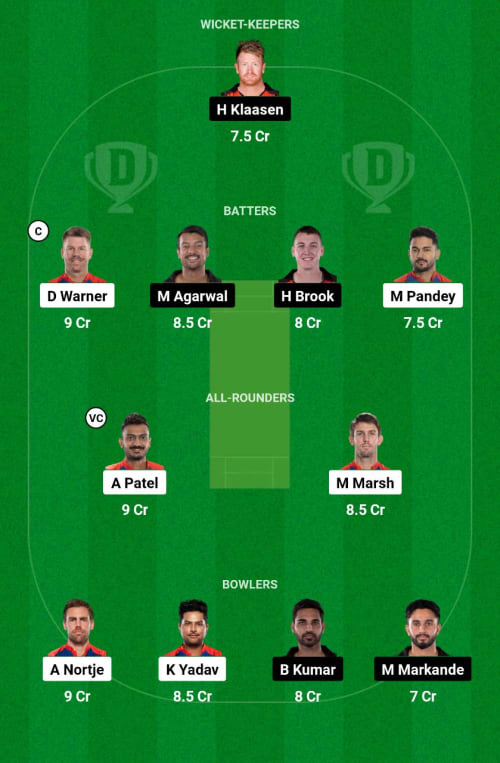 DC vs SRH Dream11 Prediction - OCB Team Prediction