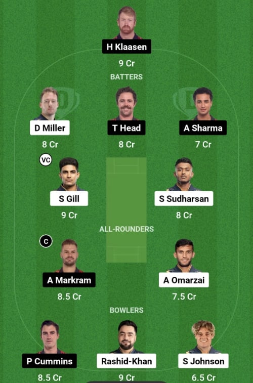 GT vs SRH Dream11 Prediction - OCB Team Prediction