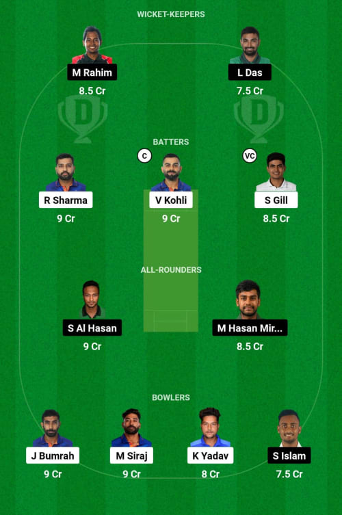 IND vs BAN Dream11 Prediction - OCB Team Prediction