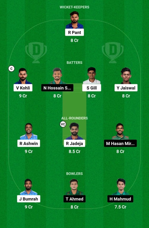 IND vs BAN Dream11 Prediction - OCB Team Prediction