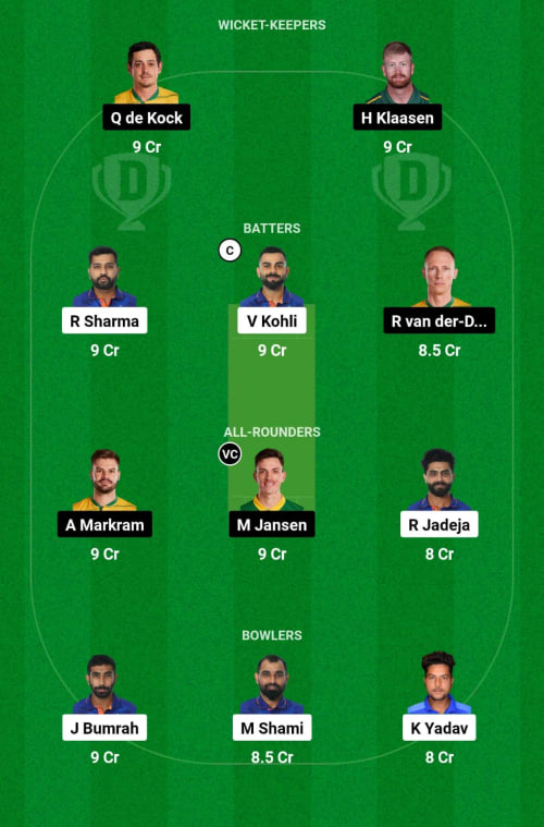 IND vs RSA Dream11 Prediction - OCB Team Prediction