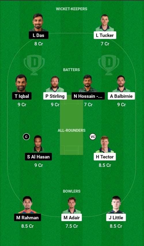 IRE vs BAN Dream11 Prediction - OCB Team Prediction