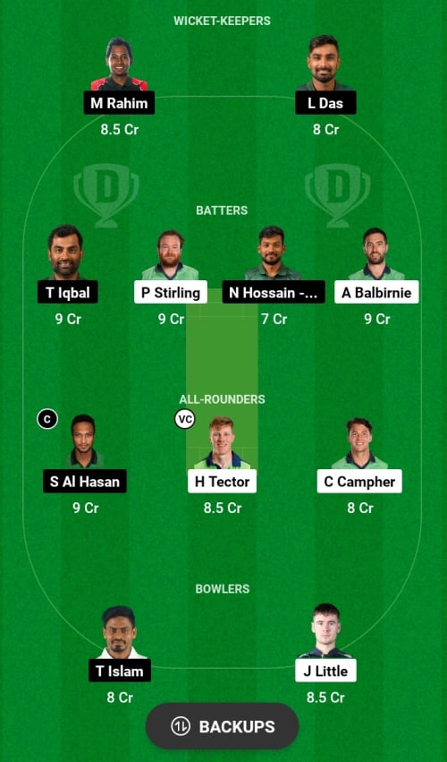 IRE vs BAN Dream11 Prediction - OCB Team Prediction