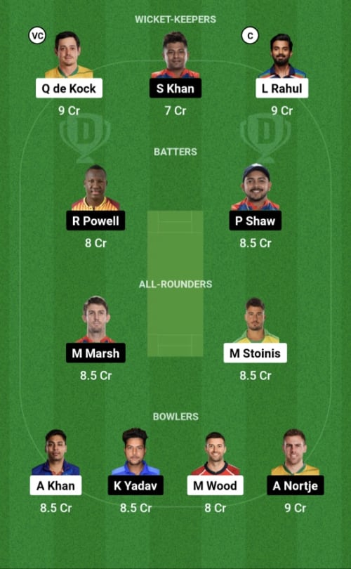 LSG vs DC Dream11 Prediction - OCB Team Prediction