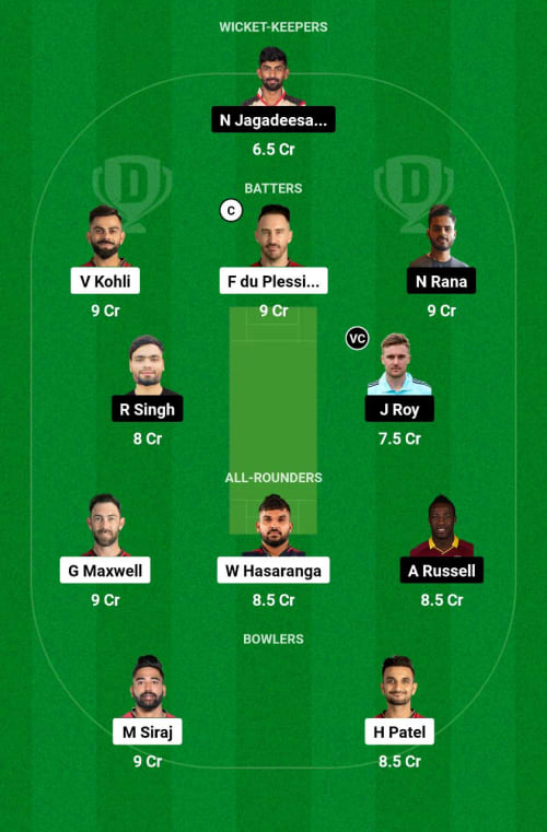 RCB vs KKR Dream11 Prediction - OCB Team Prediction