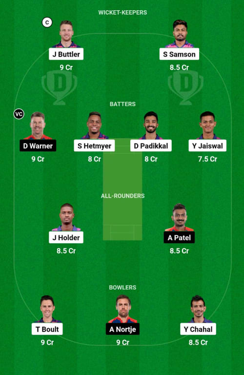 RR vs DC Dream11 Prediction - OCB Team Prediction