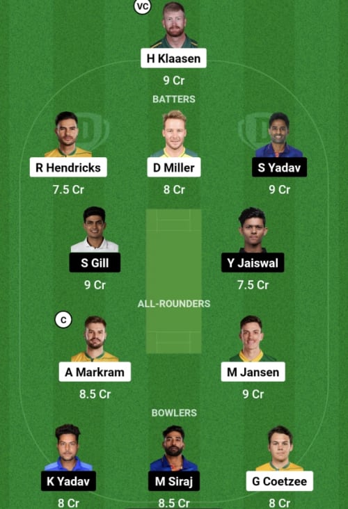 RSA vs IND Dream11 Prediction - OCB Team Prediction