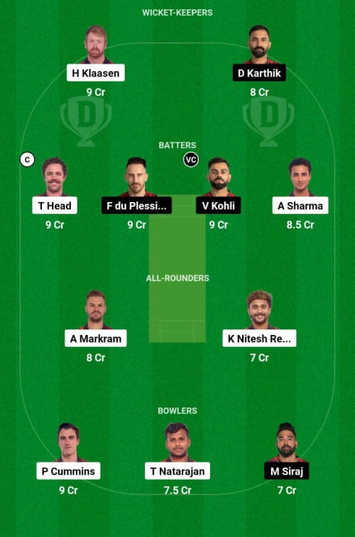 SRH vs RCB Dream11 Prediction - OCB Team Prediction