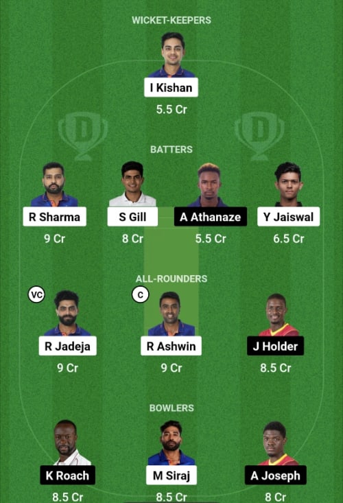 WI vs IND Dream11 Prediction - OCB Team Prediction