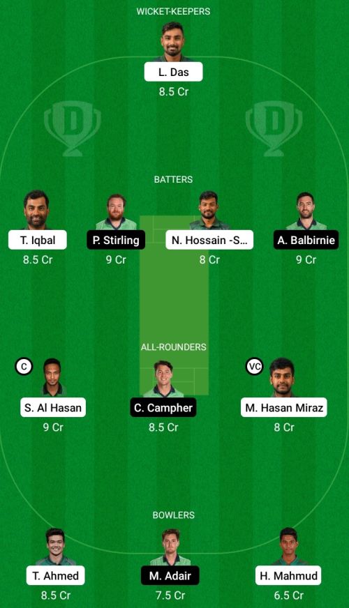 BAN vs IRE Dream11 Prediction - OCB Team Prediction