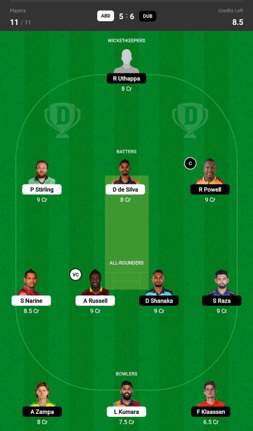 ADKR vs DBC Dream11 Prediction - OCB Team Prediction