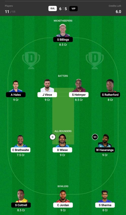 GGT vs DV Dream11 Prediction - OCB Team Prediction