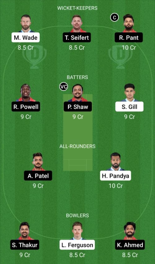 GT vs DC Dream11 Prediction - OCB Team Prediction