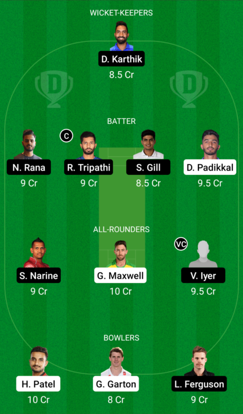 Royal Challengers Bangalore vs Kolkata Knight Riders Dream11 Team Prediction