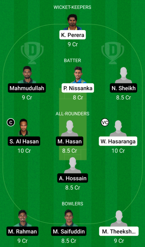 SL vs BAN Dream11 Prediction - OCB Team Prediction