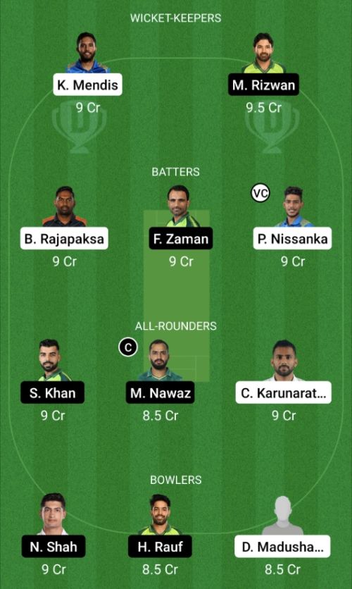 SL vs PAK Dream11 Prediction - OCB Team Prediction