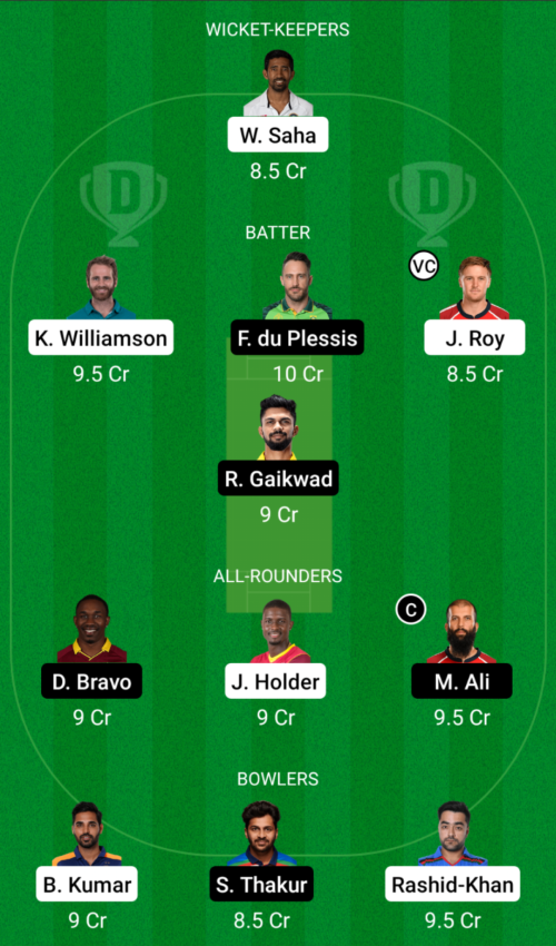 Sunrisers Hyderabad vs Chennai Super Kings Dream11 Team Prediction