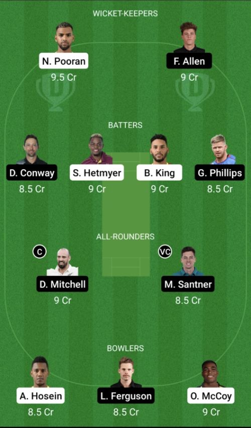 WI vs NZ Dream11 Prediction - OCB Team Prediction