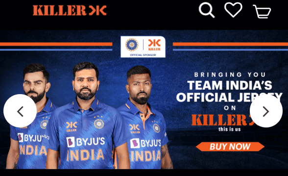 How to buy team India merchandise on Killer Jeans site?