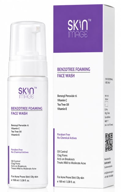 Benzotree Face Wash with Benzoyl Peroxide & Tea Tree Oil | Acne & Breakout Control Face Wash
