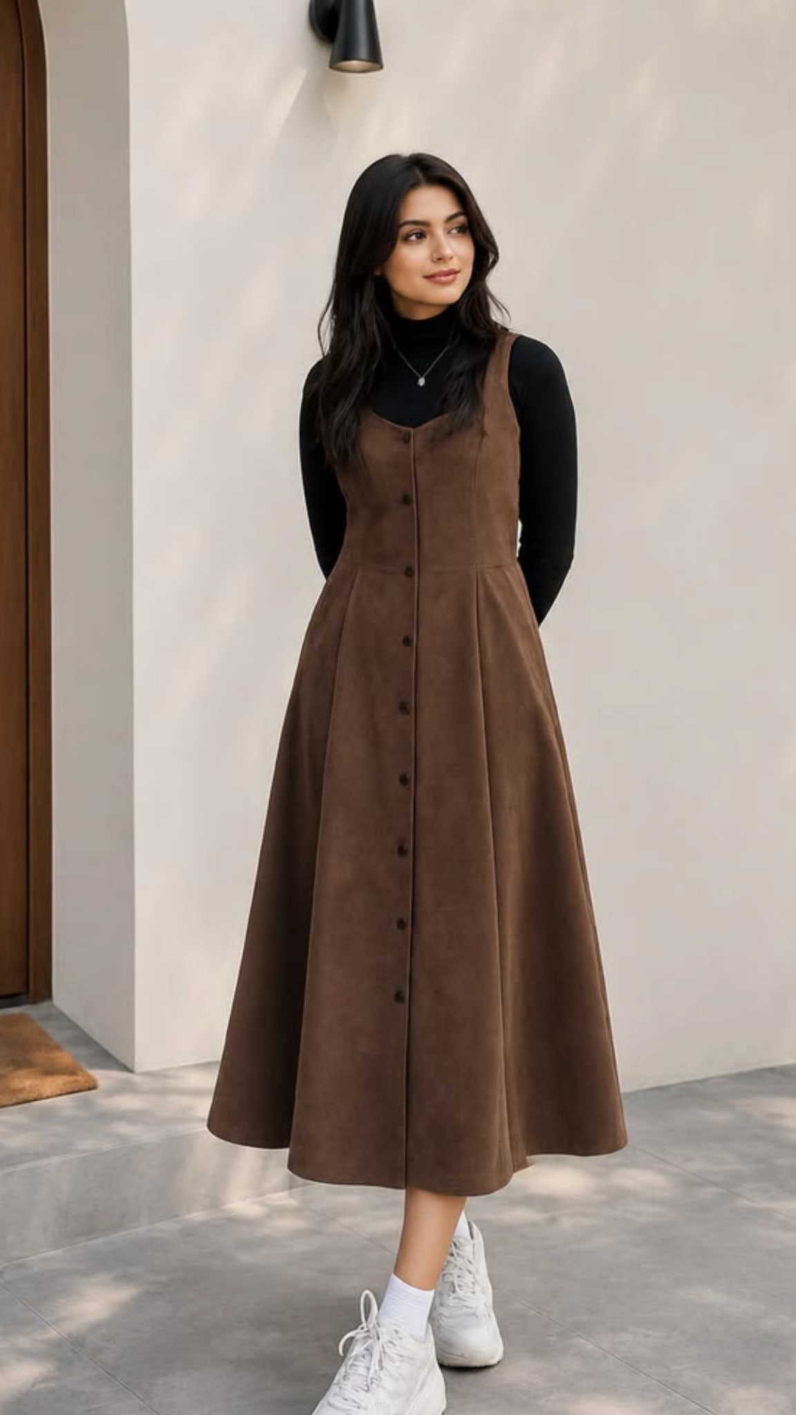 brown middy skirt dress