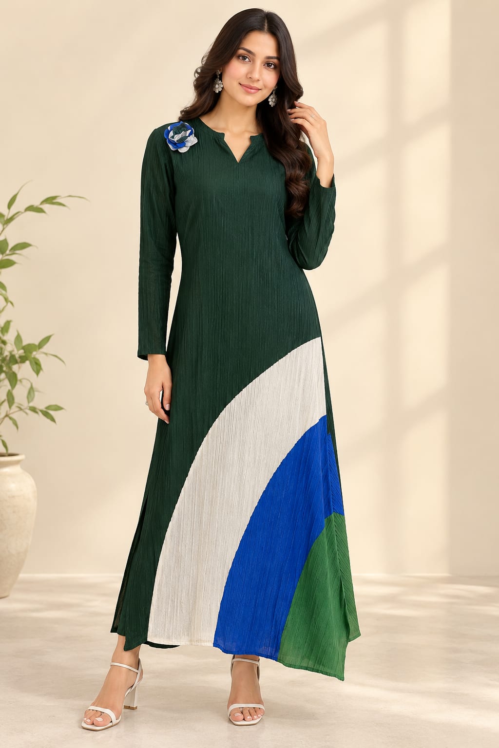 Carnival Grace Pleated Maxi Dress
