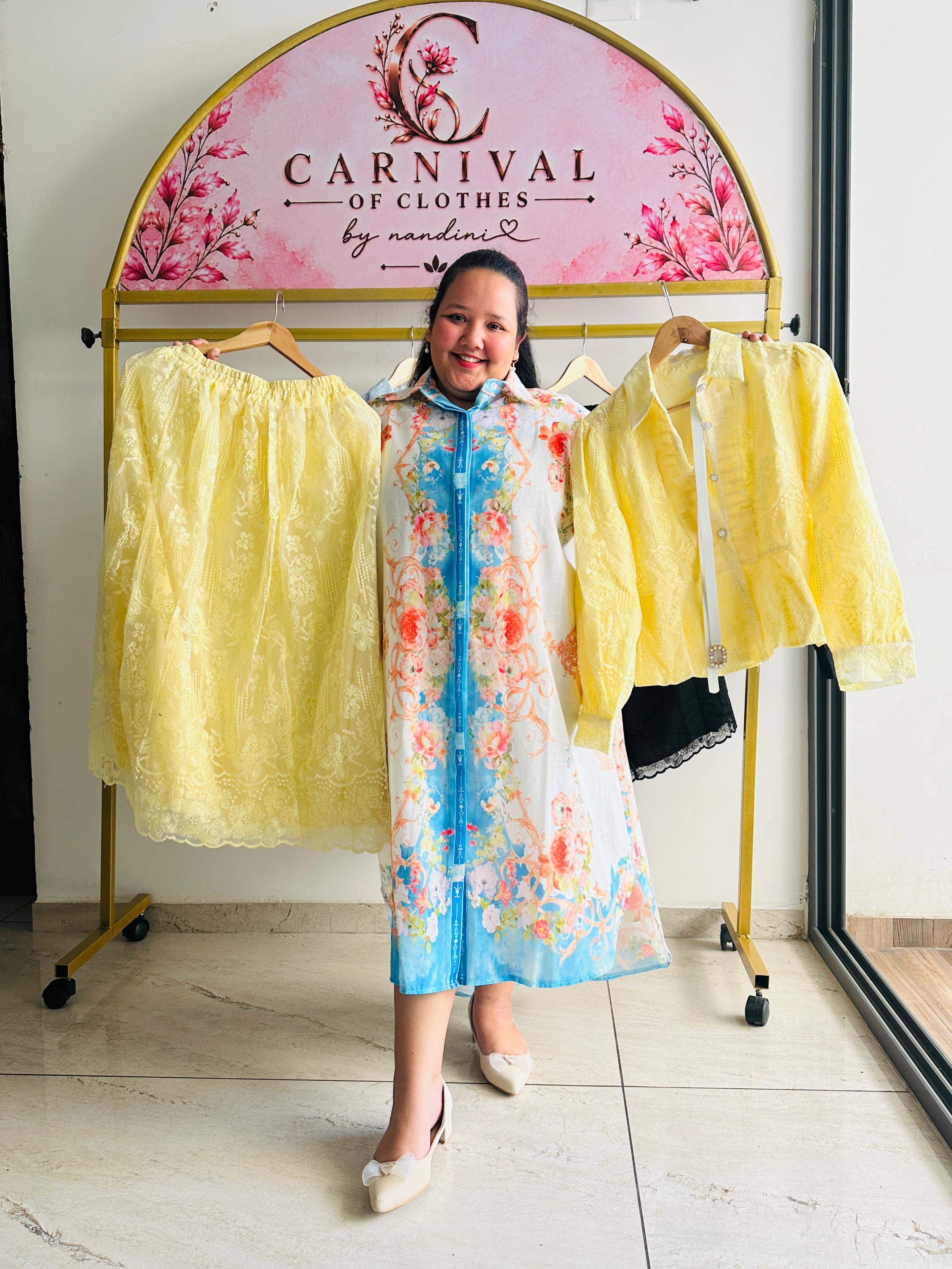 Elegant Thread Work Skirt & Top Set with Inner Lining